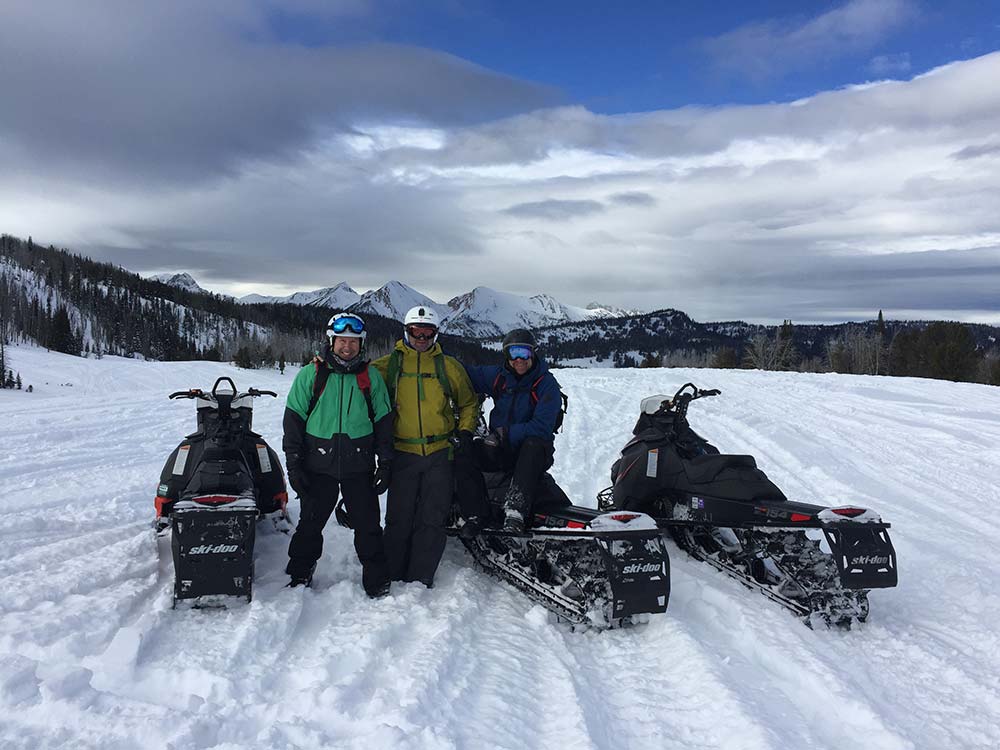 group powder snowmobiling in montana