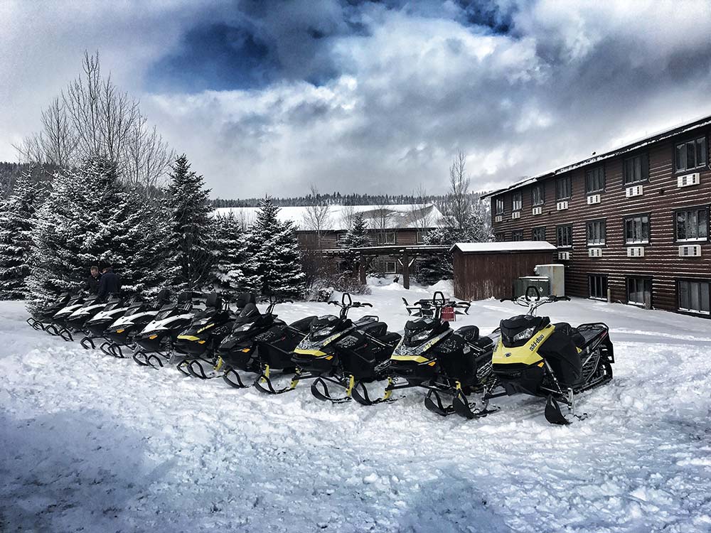 preparing to go snowmobiling in montana