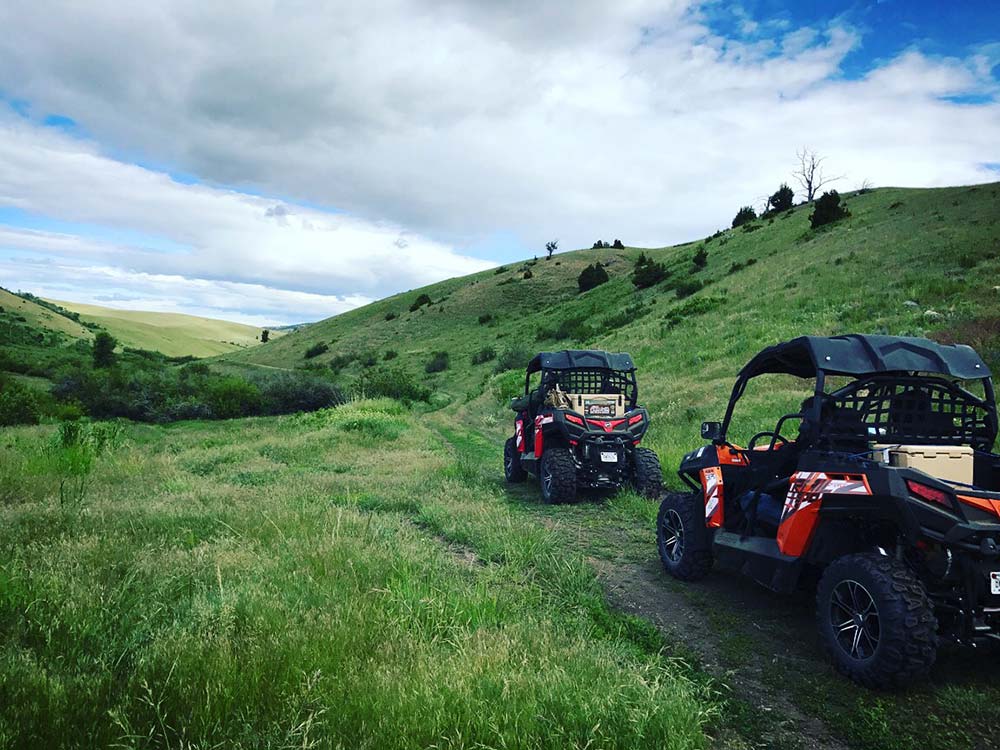 Side by Sides on a lush montana trail