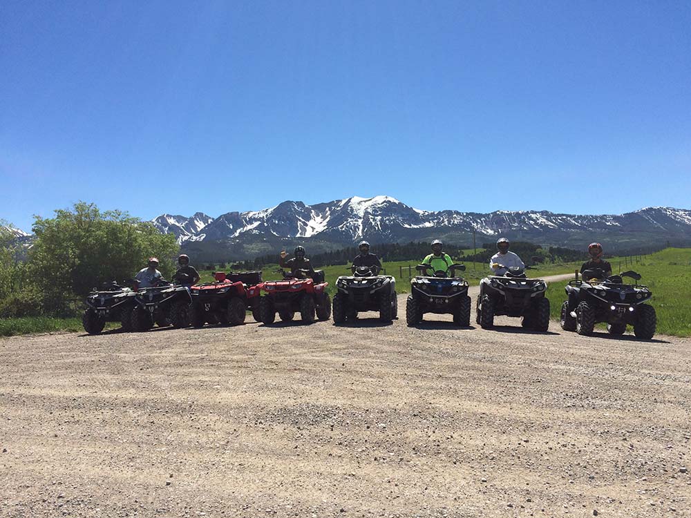 ATVs lined up on the montana trail